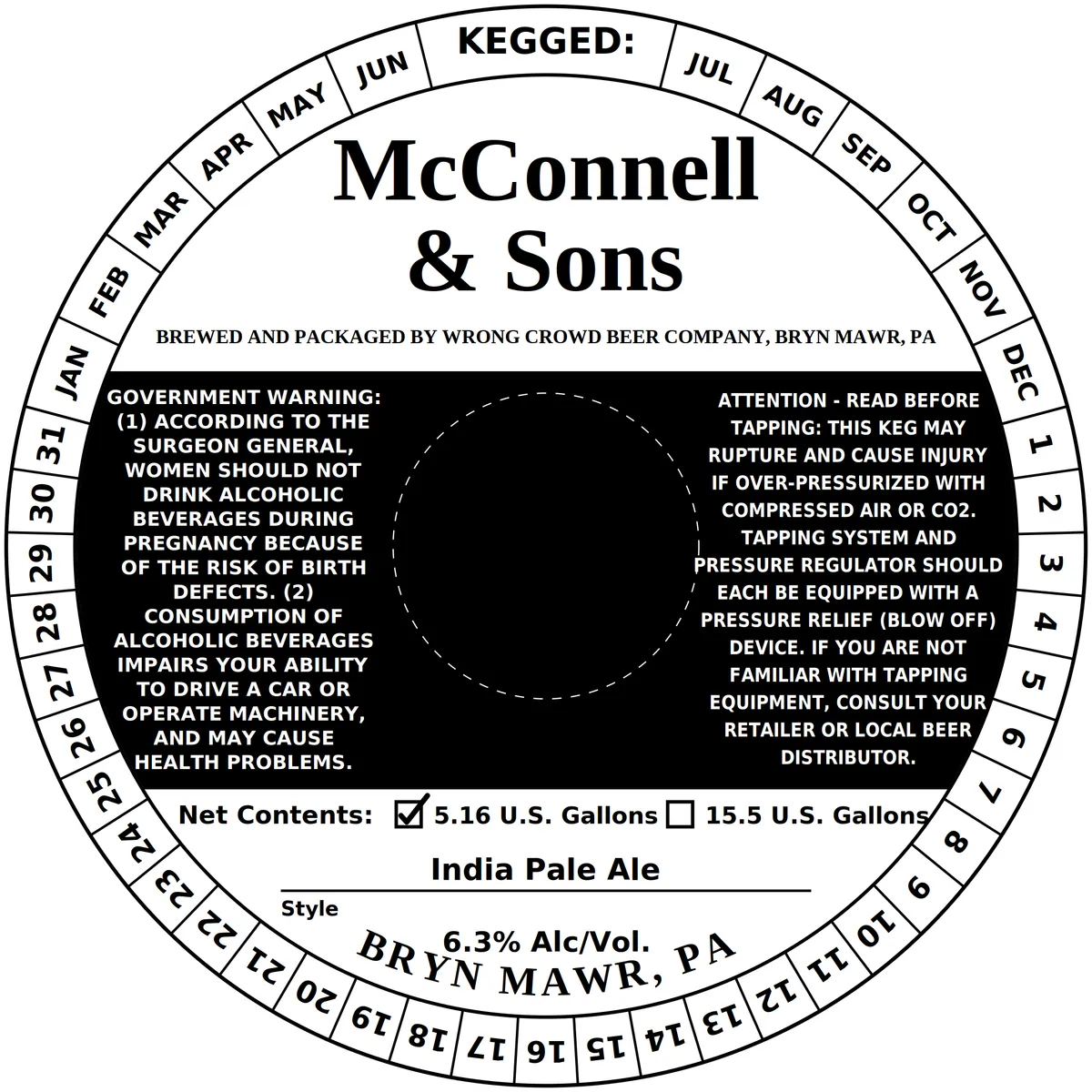 McConnell & Sons India Pale Ale — full label as filed with TTB