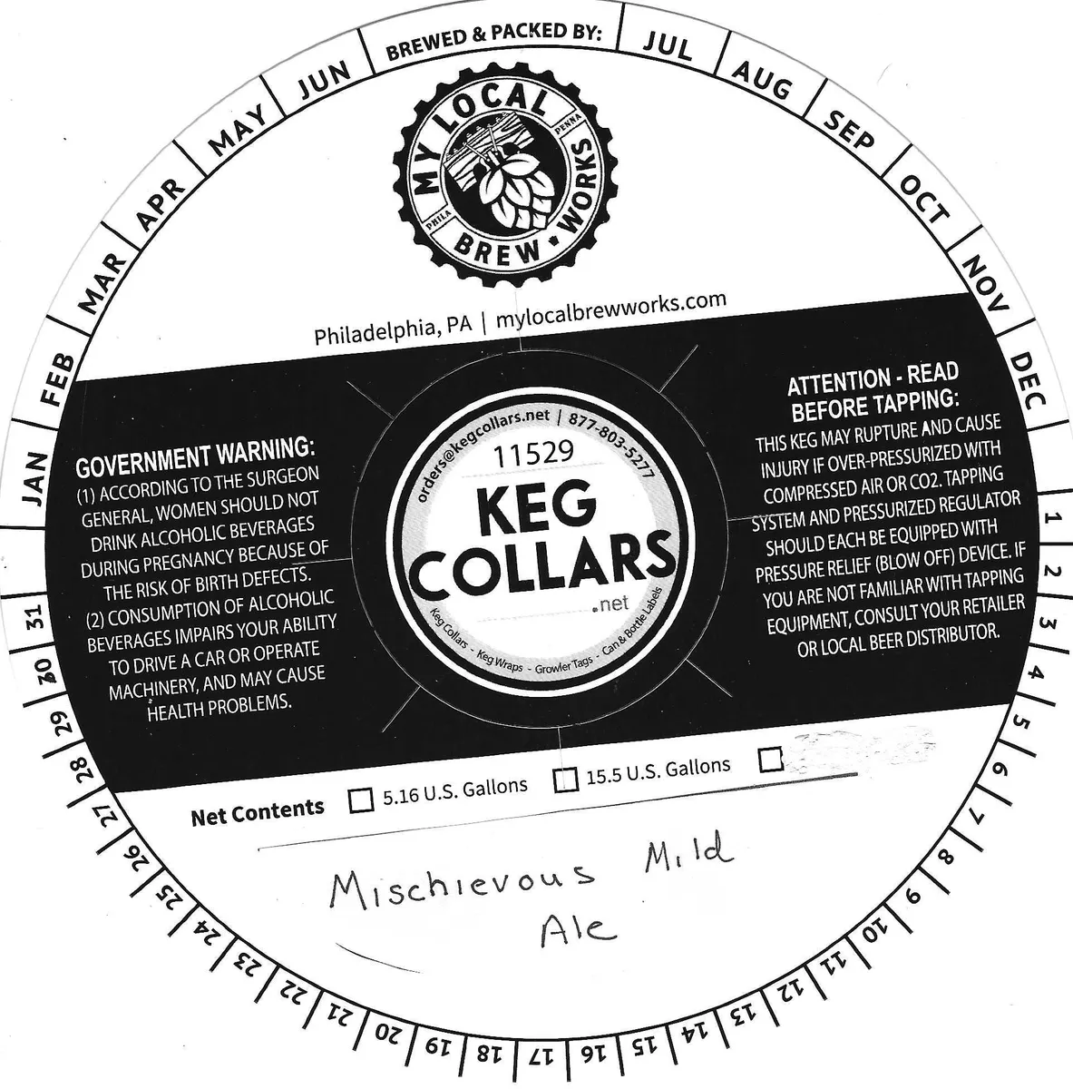 Mischievous Mild Ale — full label as filed with TTB