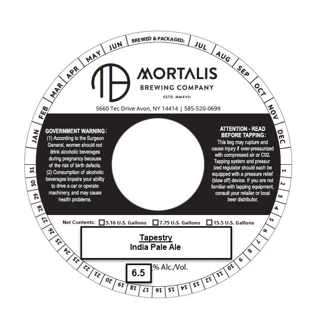Tapestry — full label as filed with TTB
