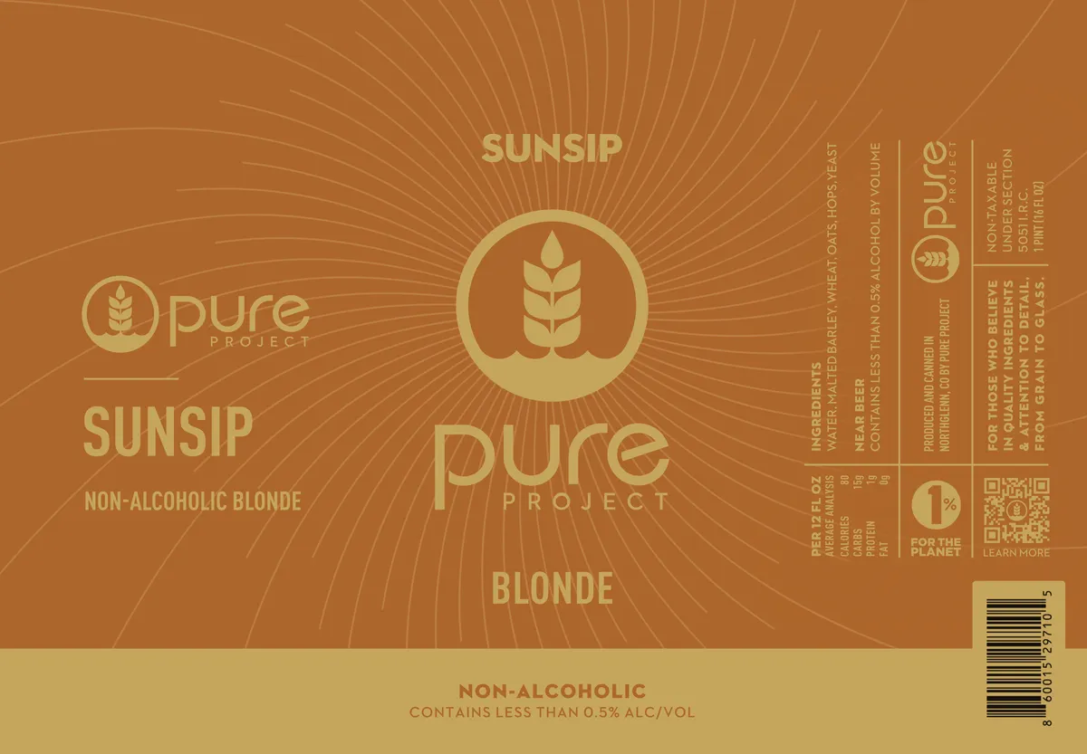 Sunsip Non-Alcoholic Blonde — full label as filed with TTB