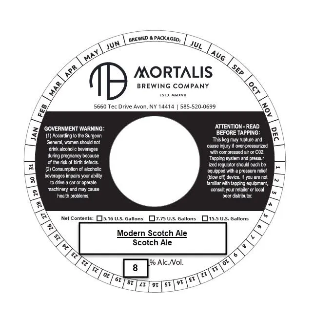Modern Scotch Ale — full label as filed with TTB