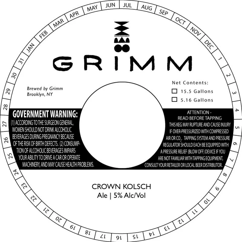 Crown Kolsch — full label as filed with TTB