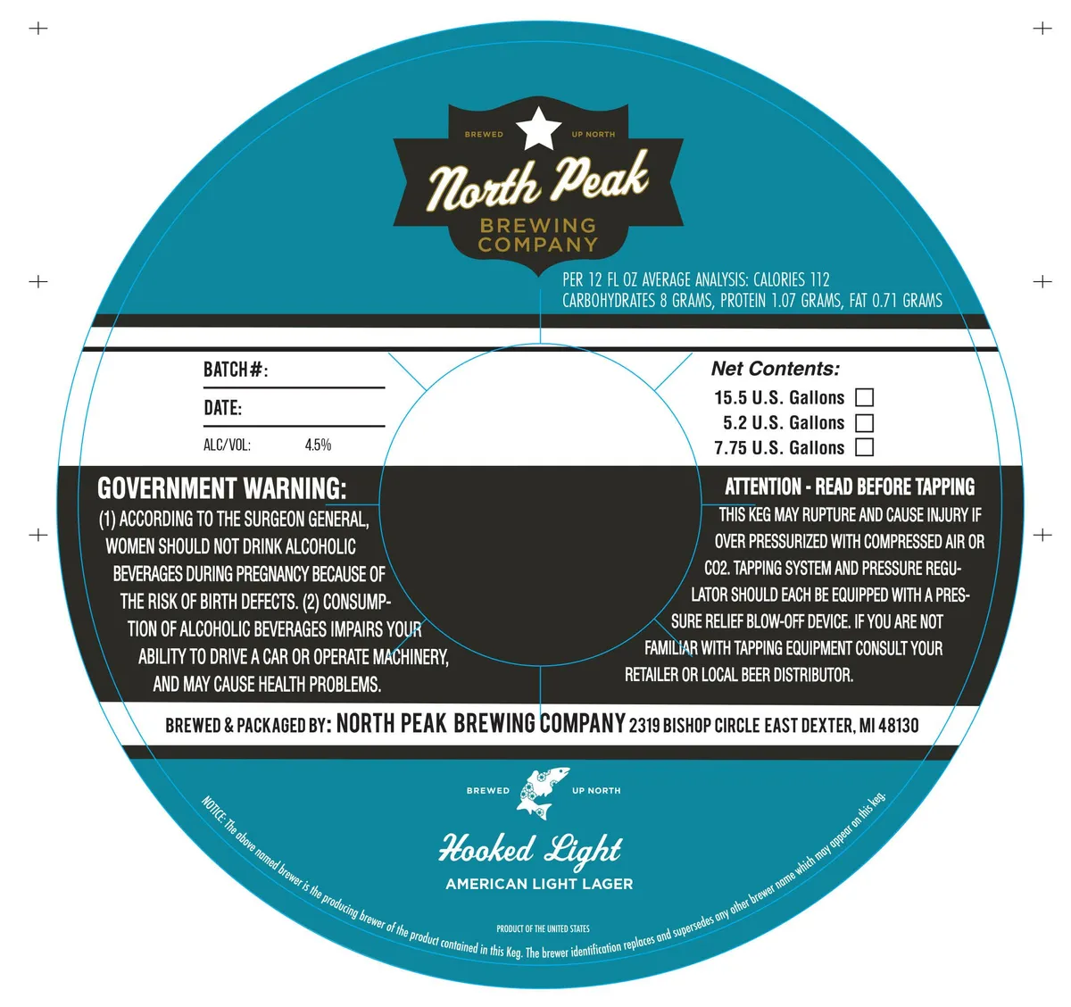 Hooked Light — full label as filed with TTB