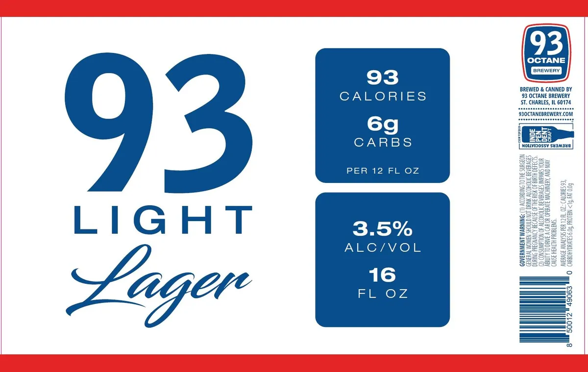 93 Light Lager — full label as filed with TTB