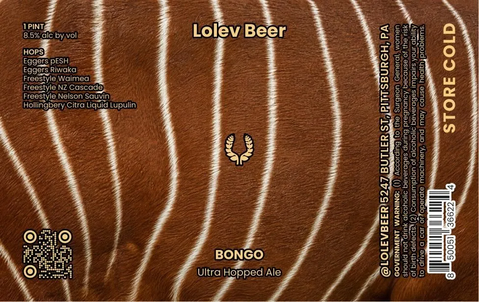 Bongo — full label as filed with TTB