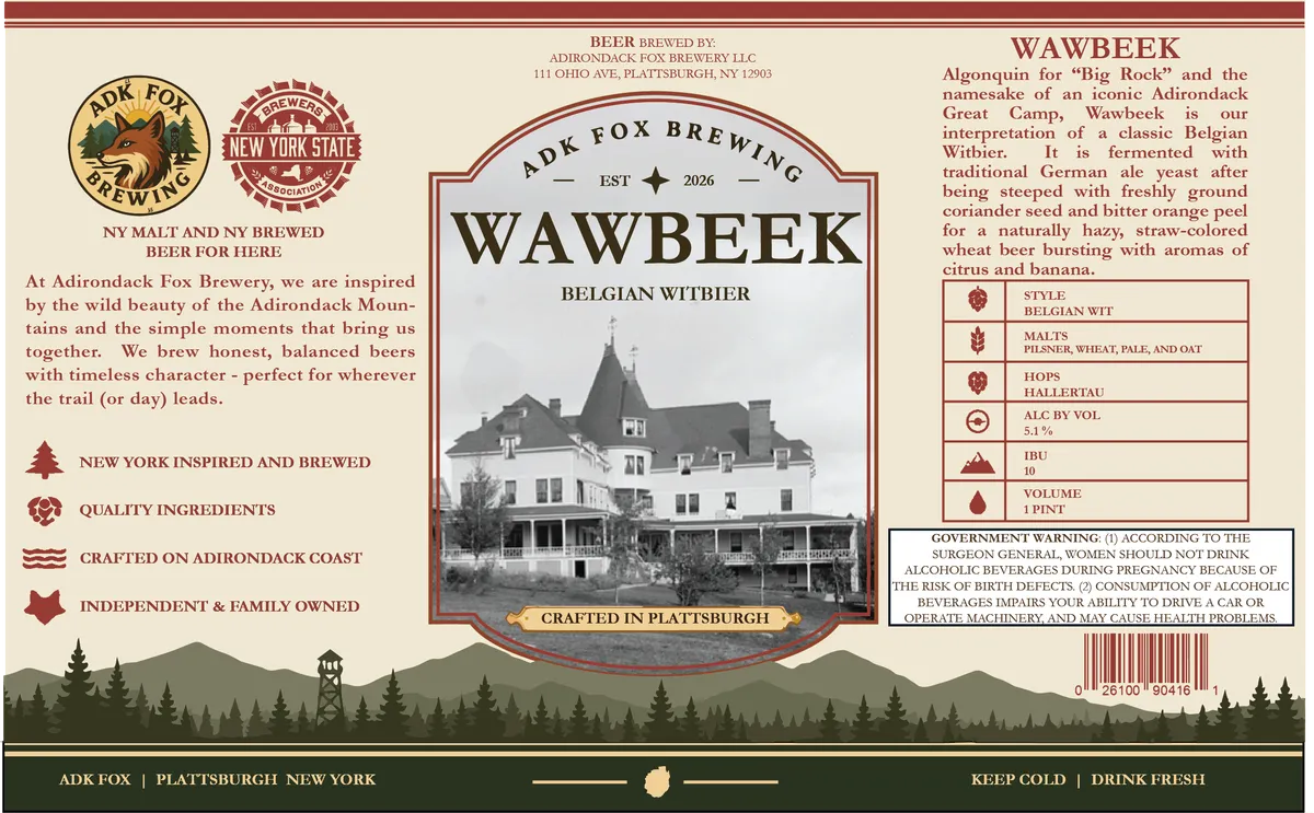 Wawbeek — full label as filed with TTB