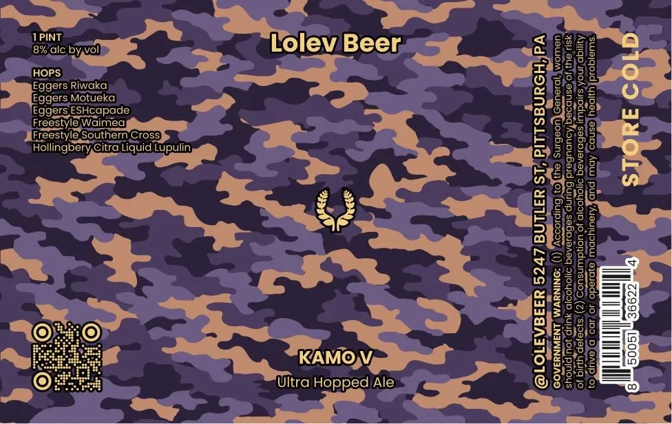 Kamo V — full label as filed with TTB