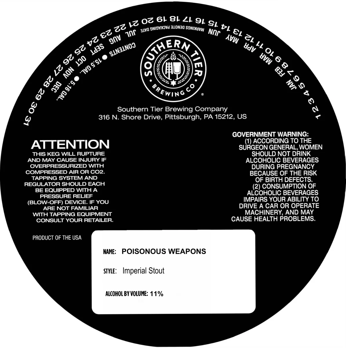 Poisonous Weapons — full label as filed with TTB