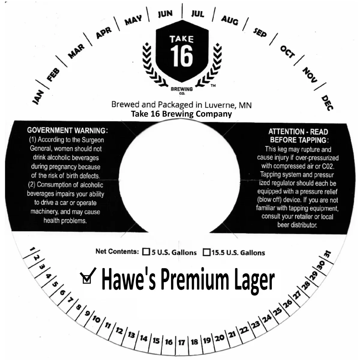 Hawe's Premium Lager — full label as filed with TTB
