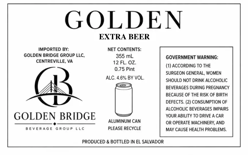 Golden Extra Beer — full label as filed with TTB