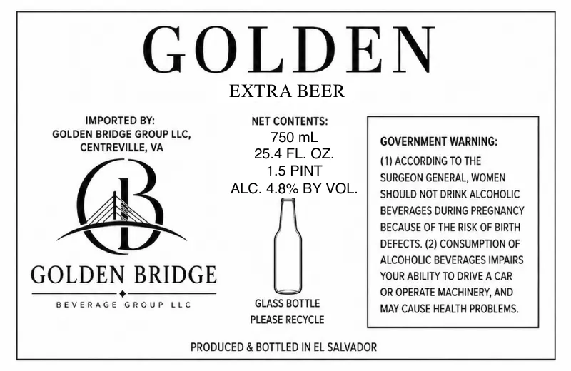 Golden Extra Beer — full label as filed with TTB