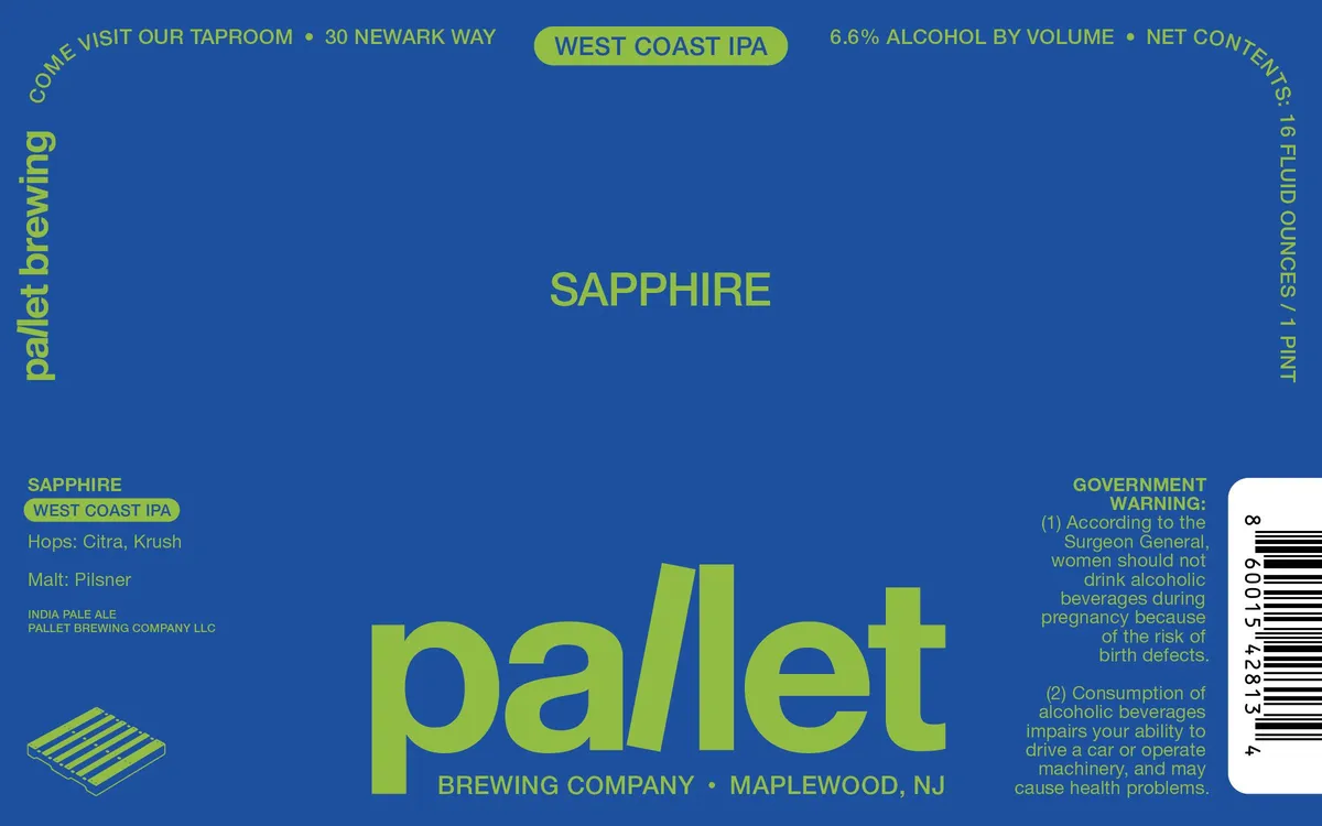 Sapphire — full label as filed with TTB