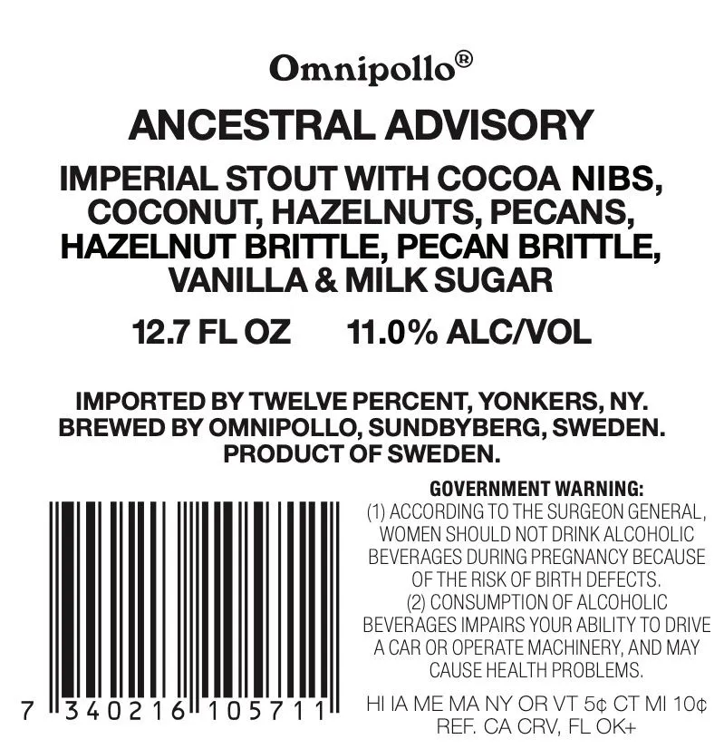 Ancestral Advisory — full label as filed with TTB