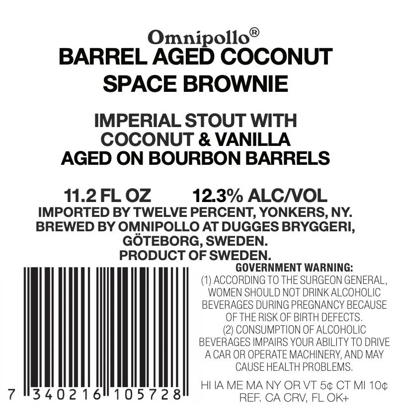 Barrel Aged Coconut Space Brownie — full label as filed with TTB