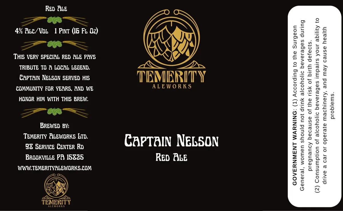 Captain Nelson — full label as filed with TTB