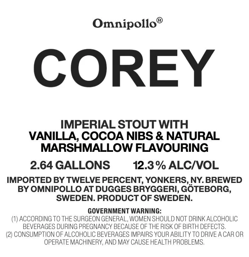 Corey — full label as filed with TTB