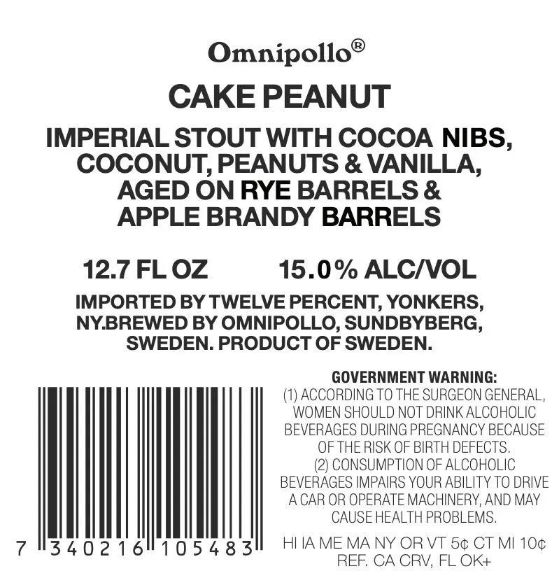 Cake Peanut — full label as filed with TTB