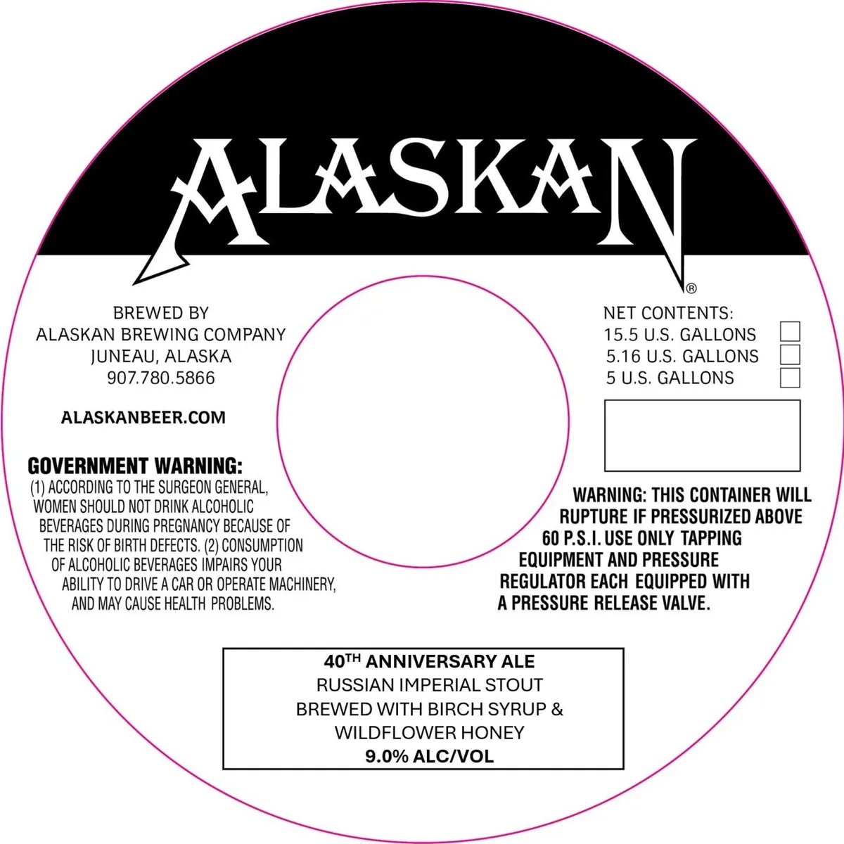 40th Anniversary Ale — full label as filed with TTB