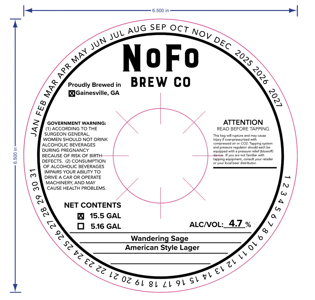 Wandering Sage
American Style Lager — full label as filed with TTB