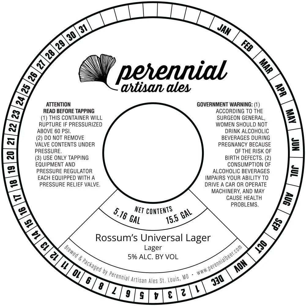 Rossum's Universal Lager — full label as filed with TTB