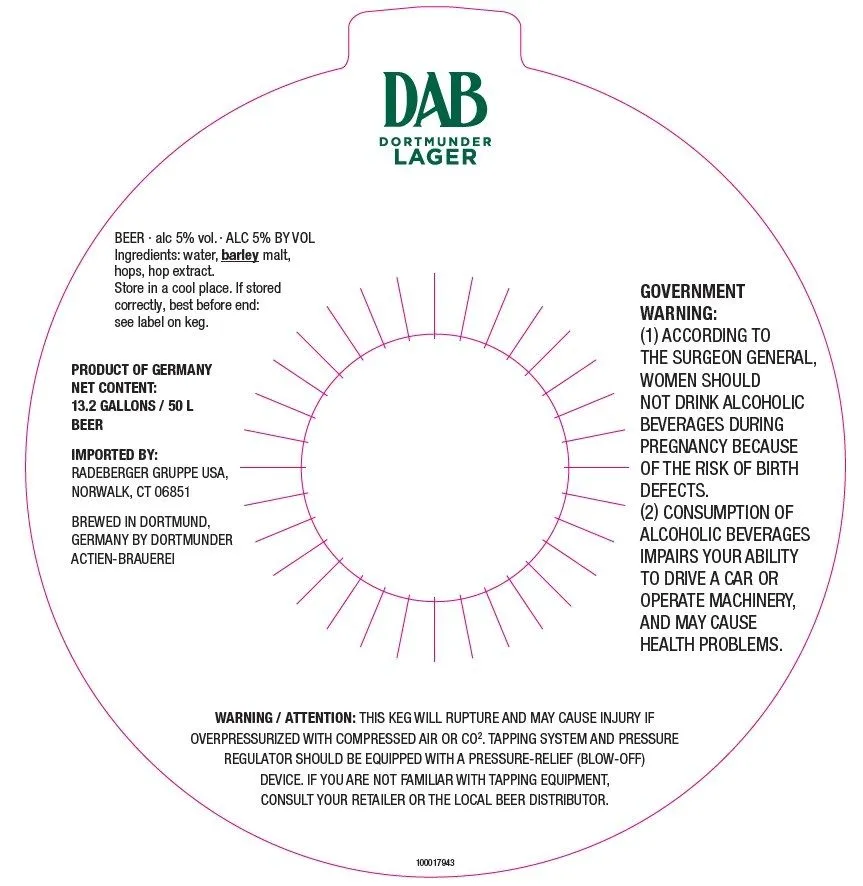 Dortmunder Lager — full label as filed with TTB
