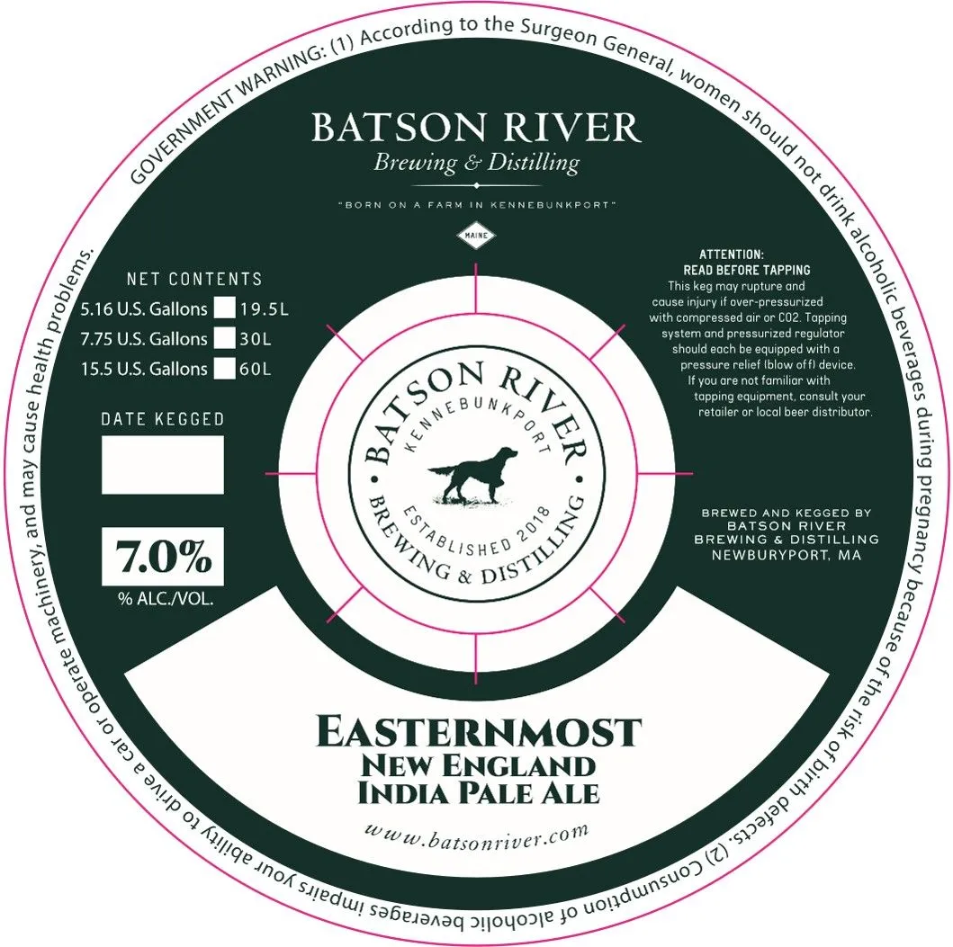 Easternmost New England India Pale Ale — full label as filed with TTB