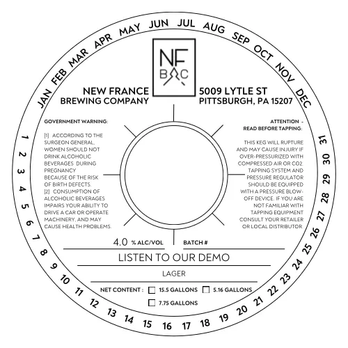 Listen To Our Demo — full label as filed with TTB