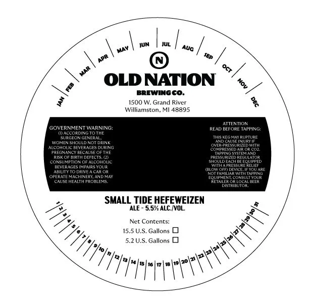 Small Tide Hefeweizen — full label as filed with TTB