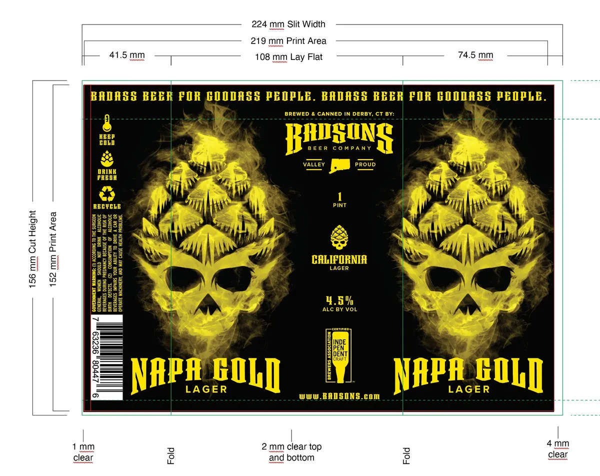 Napa Gold Lager — full label as filed with TTB