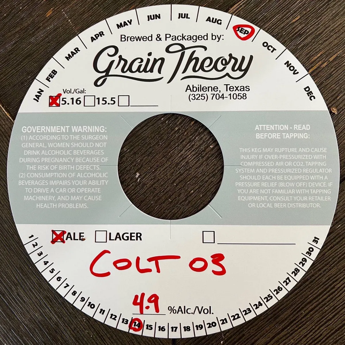 Colt 03 — full label as filed with TTB