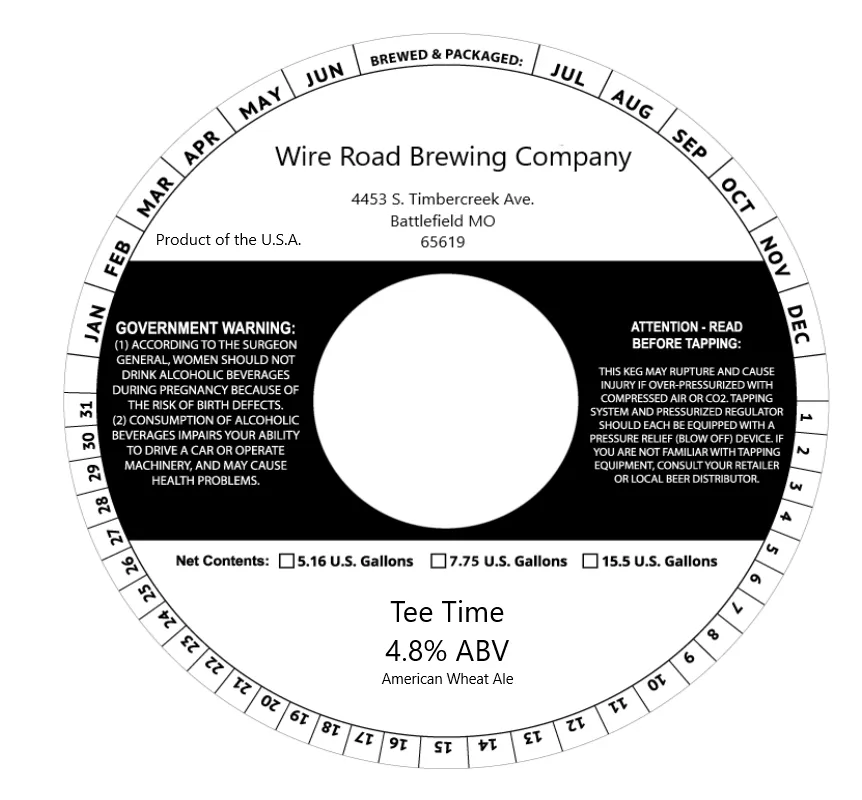 Tee Time — full label as filed with TTB