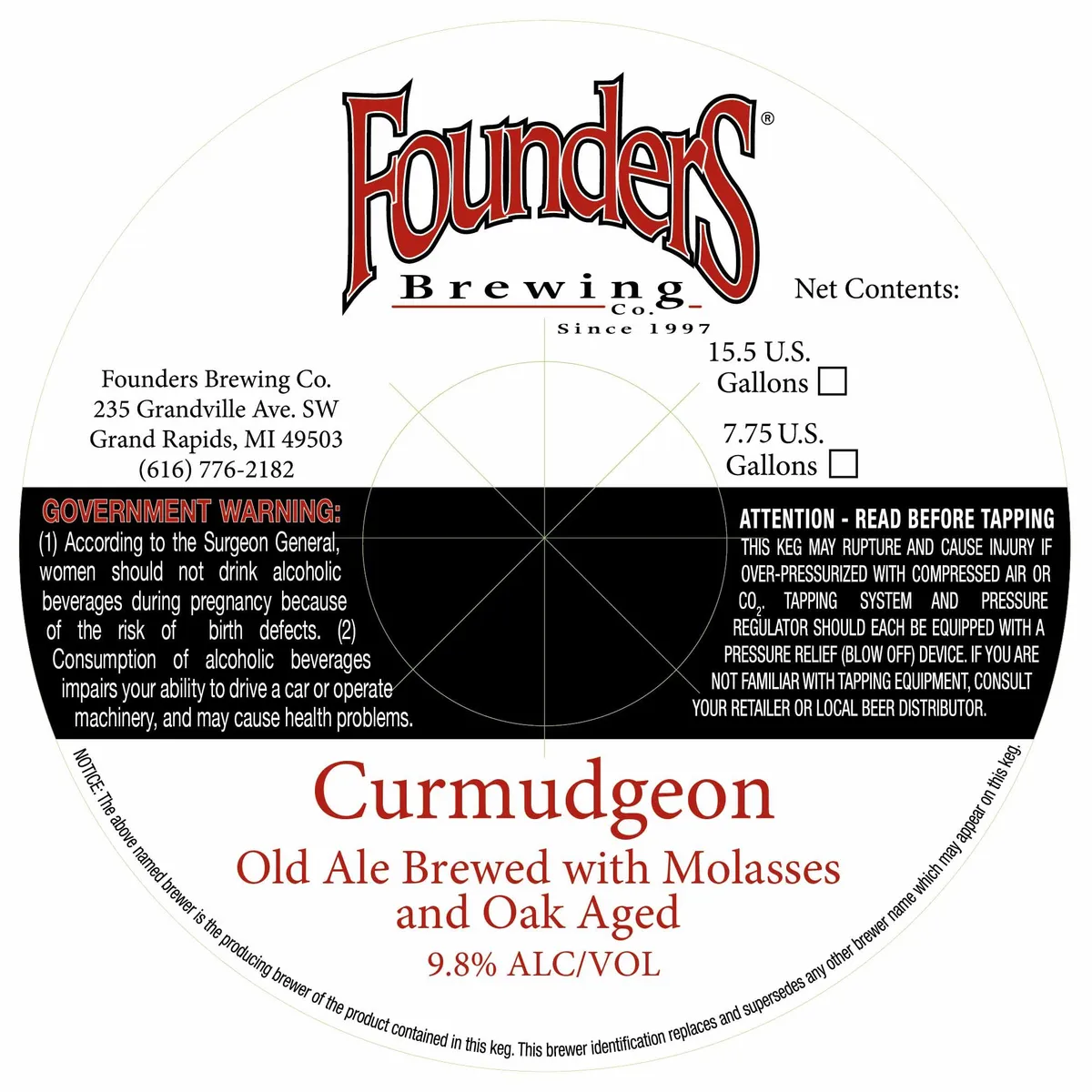 Curmudgeon — full label as filed with TTB