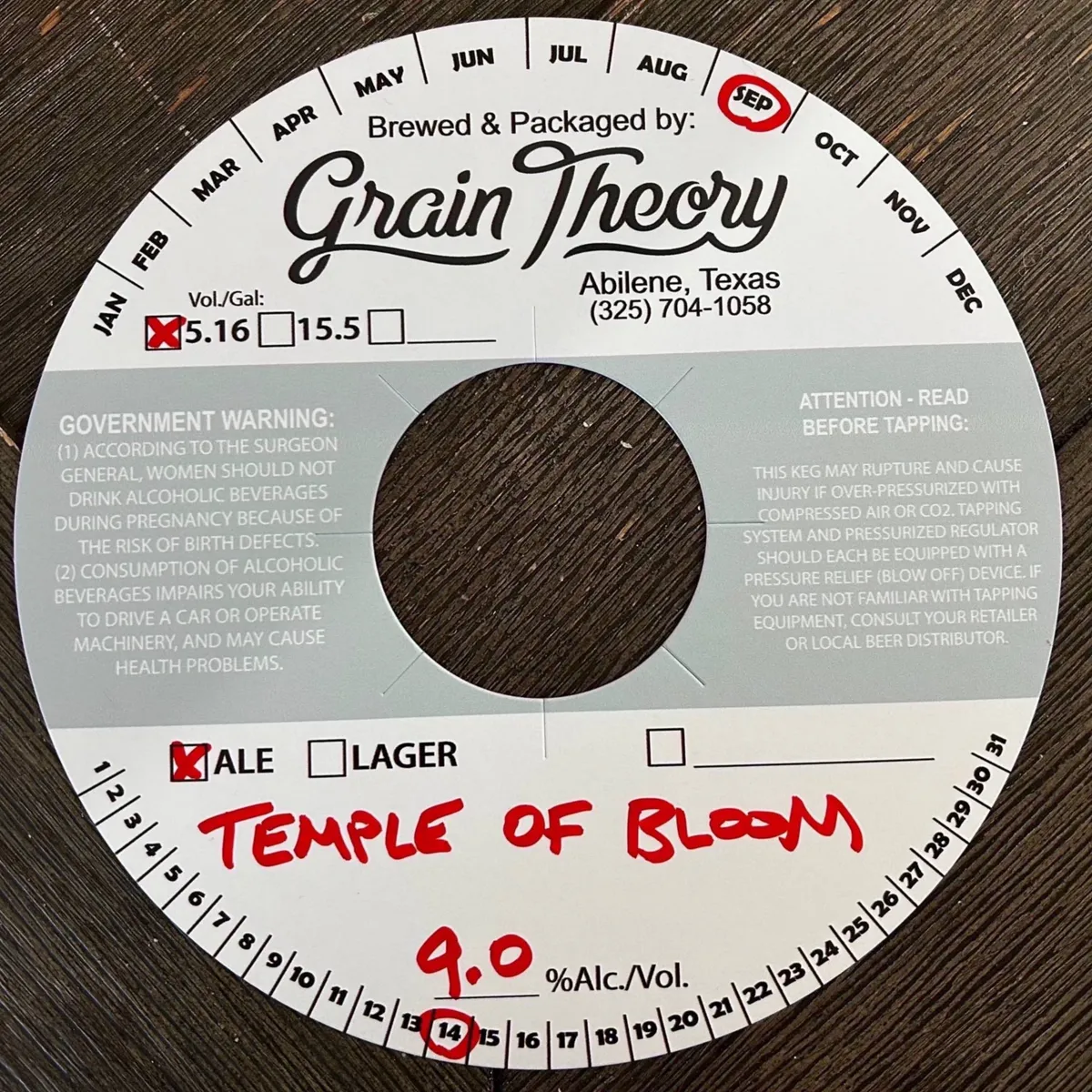 Temple of Bloom — full label as filed with TTB