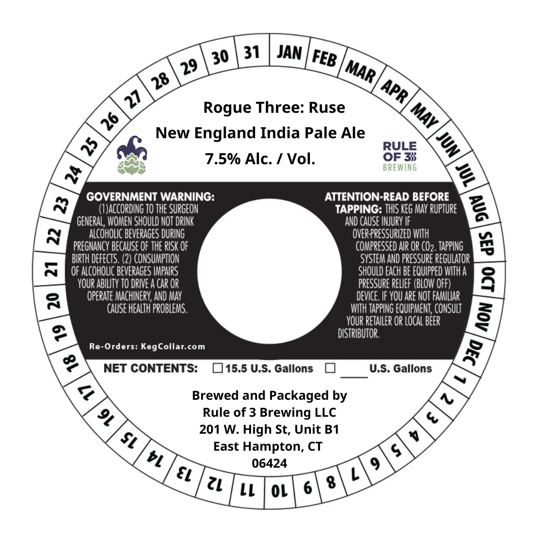 Rogue Three: Ruse — full label as filed with TTB