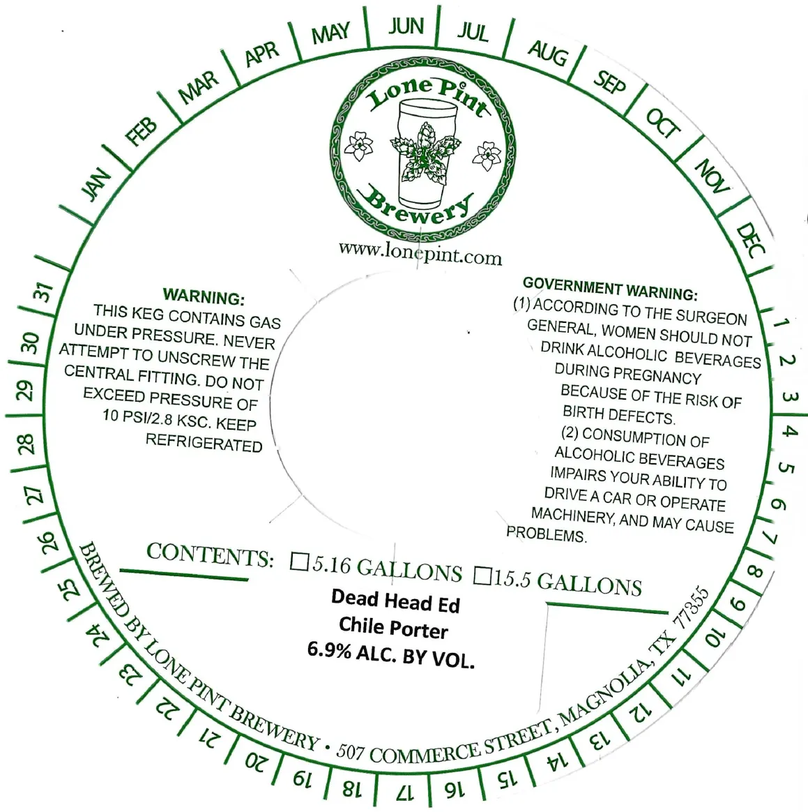 Dead Head Ed Chile Porter — full label as filed with TTB