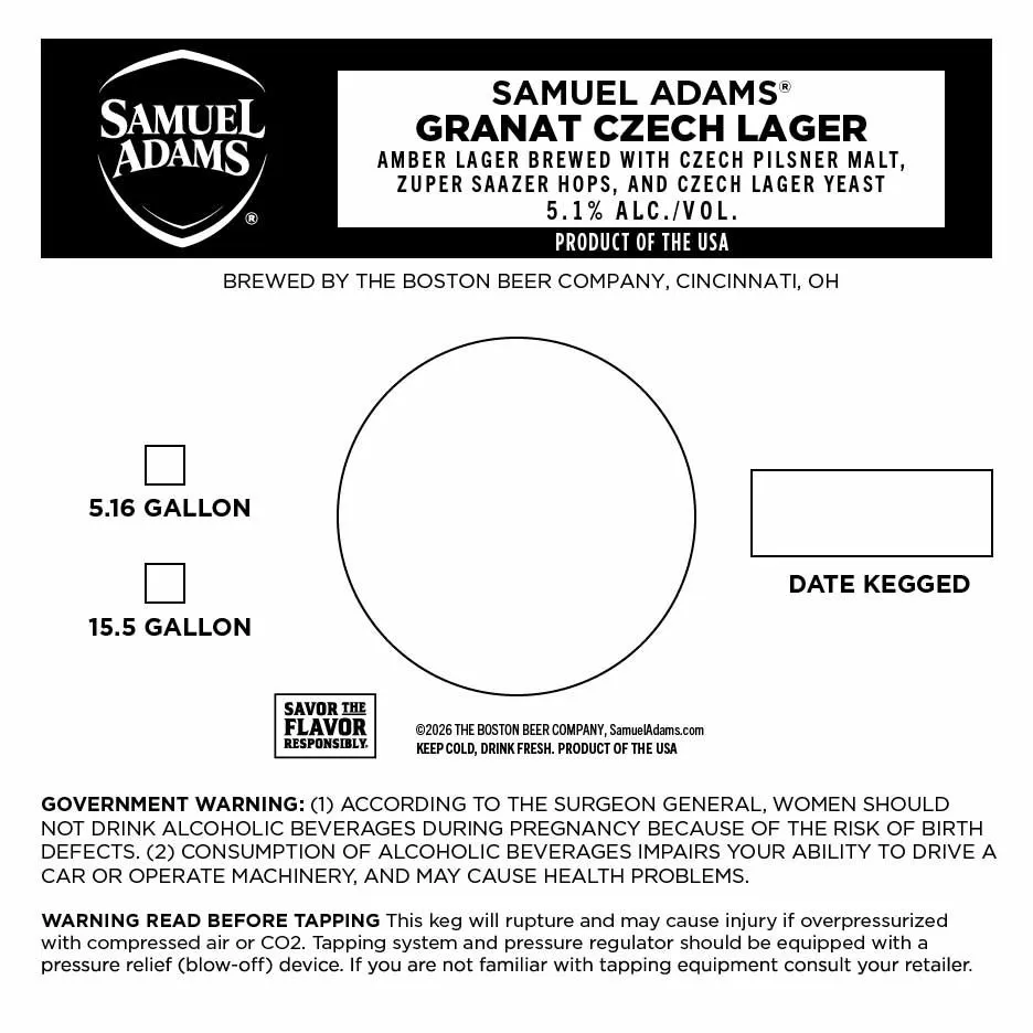 Granat Czech Lager — full label as filed with TTB