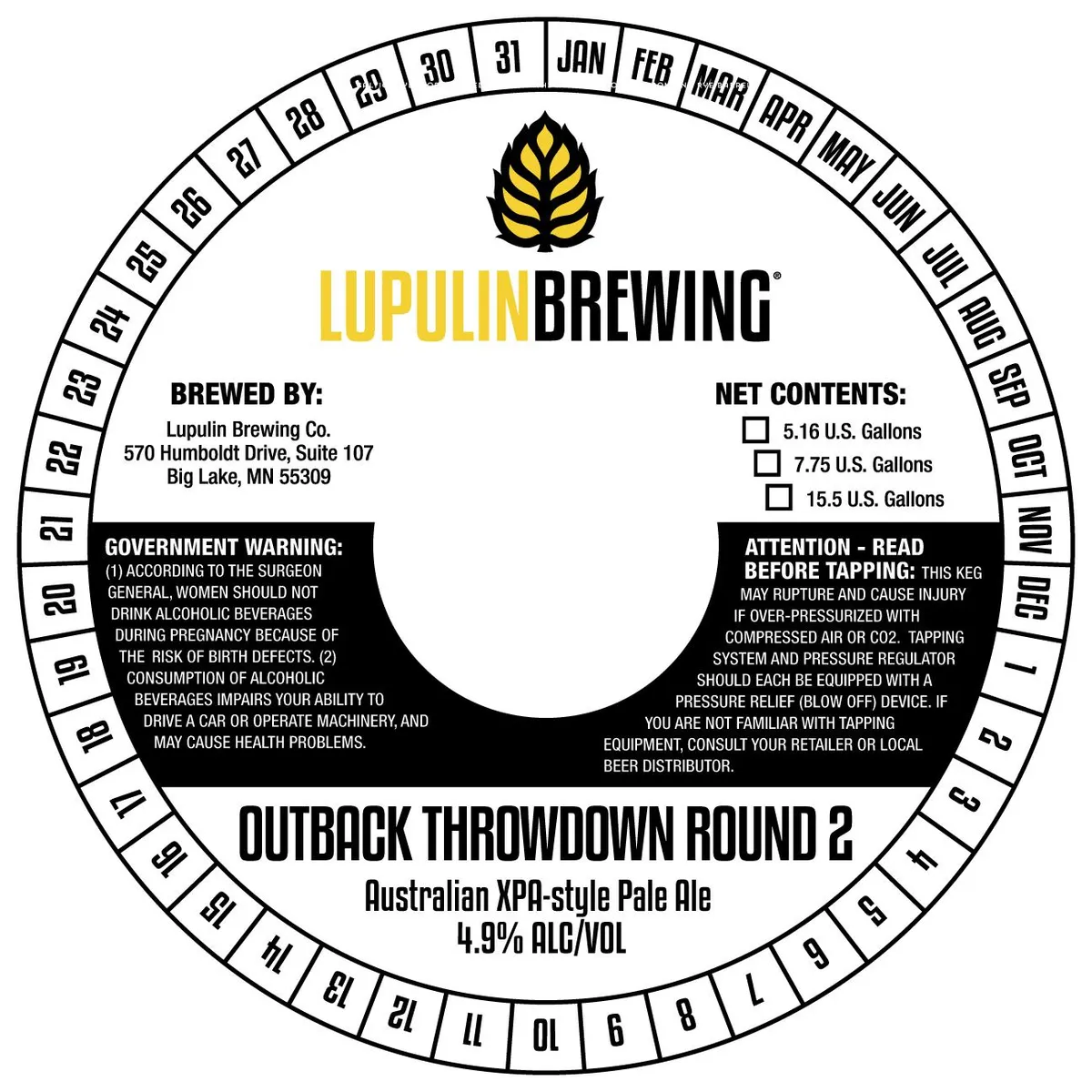 Outback Throwdown Round 2 — full label as filed with TTB
