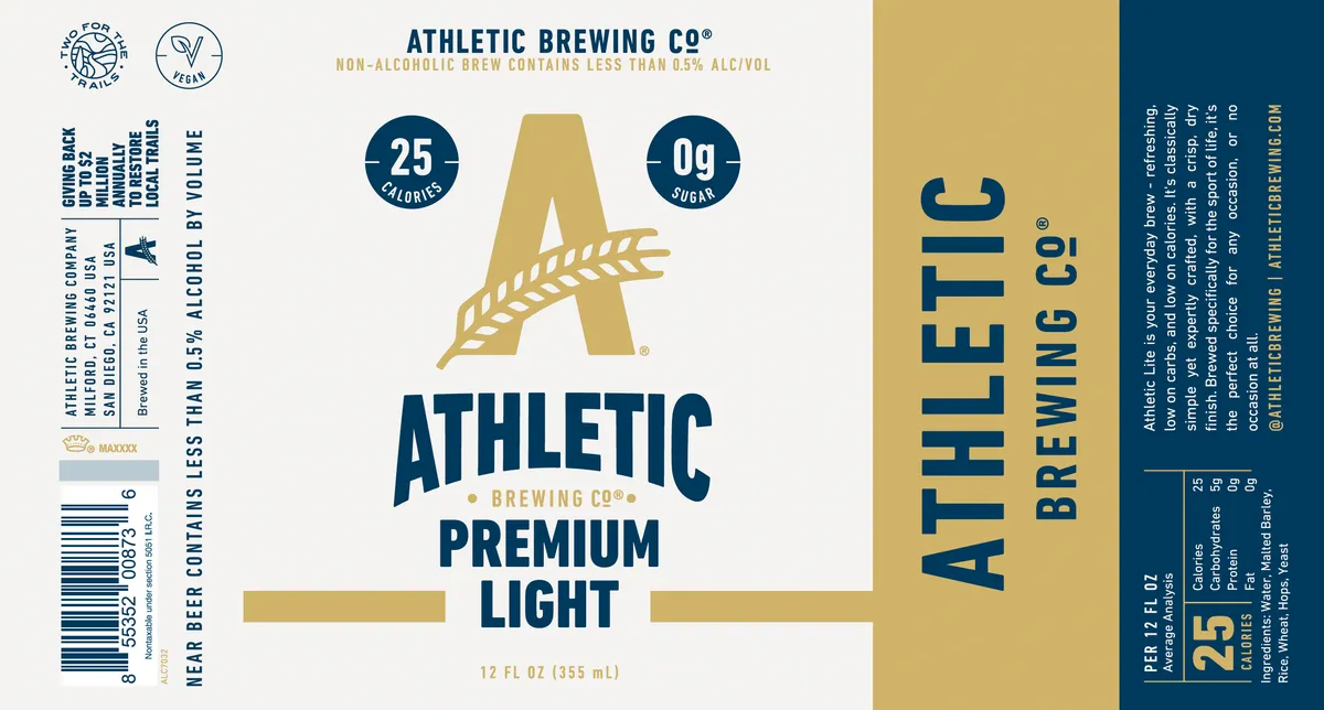 Athletic Brewing Co. Premium Light label