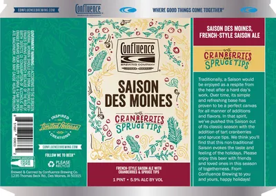 Saison Des Moines with Cranberries and Spruce Tips label