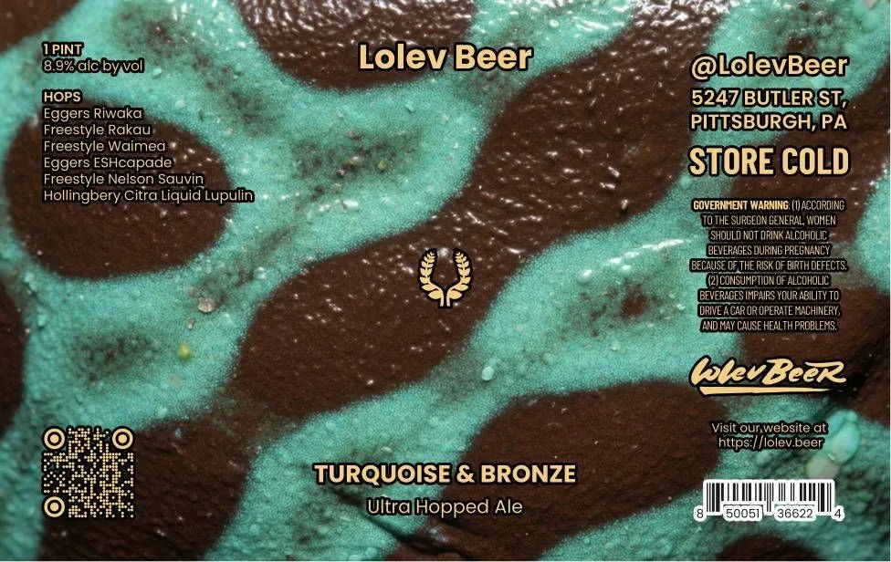 Turquoise & Bronze — full label as filed with TTB