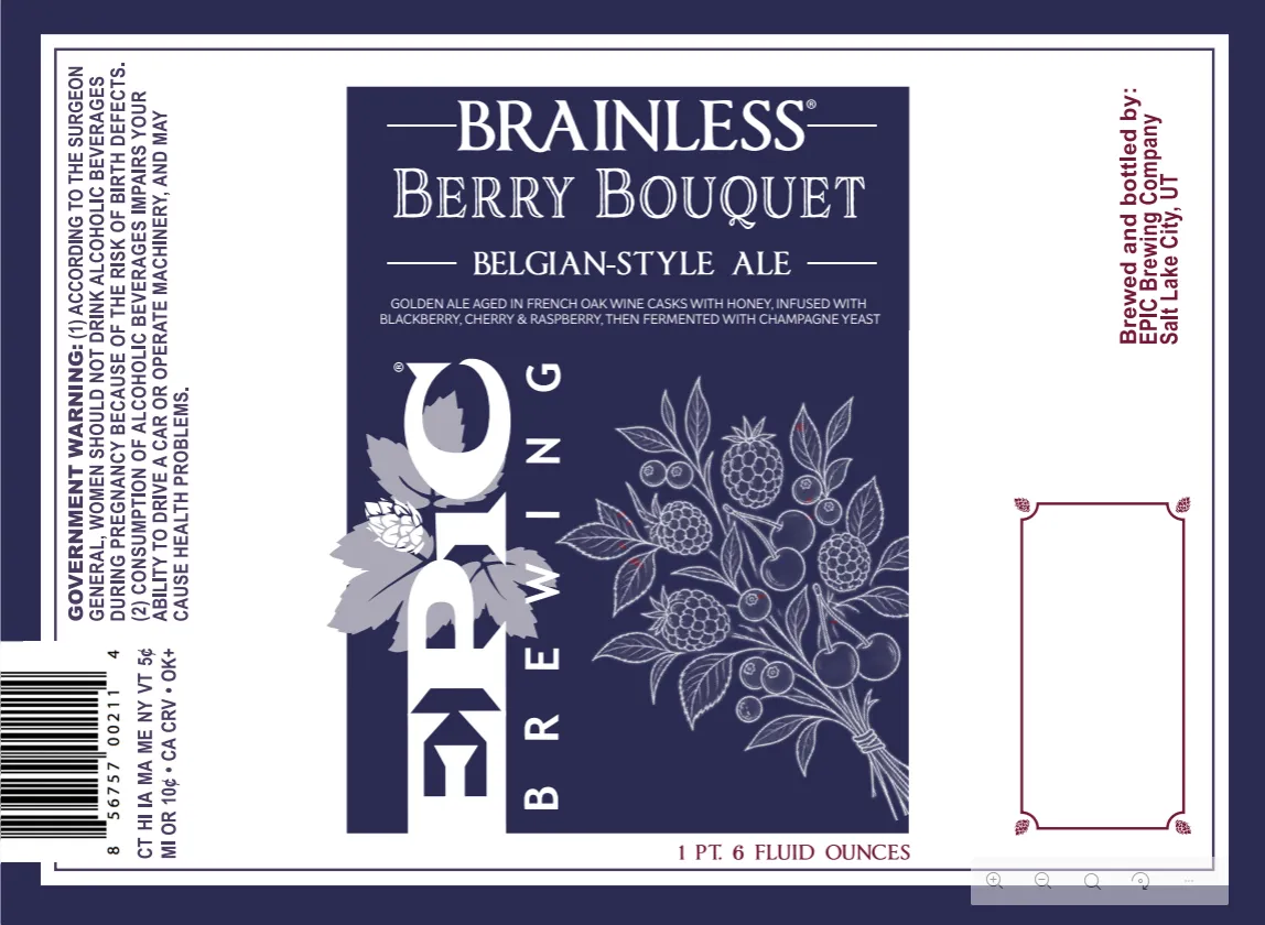 Brainless Berry Bouquet Belgian-Style Ale — full label as filed with TTB