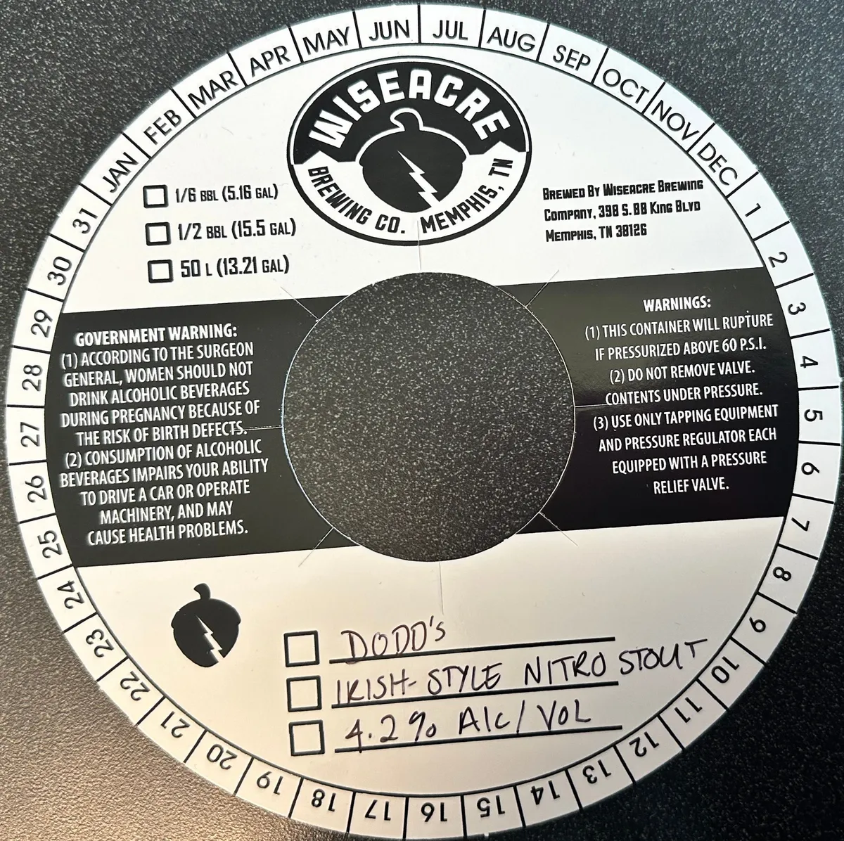 Dodd's — full label as filed with TTB