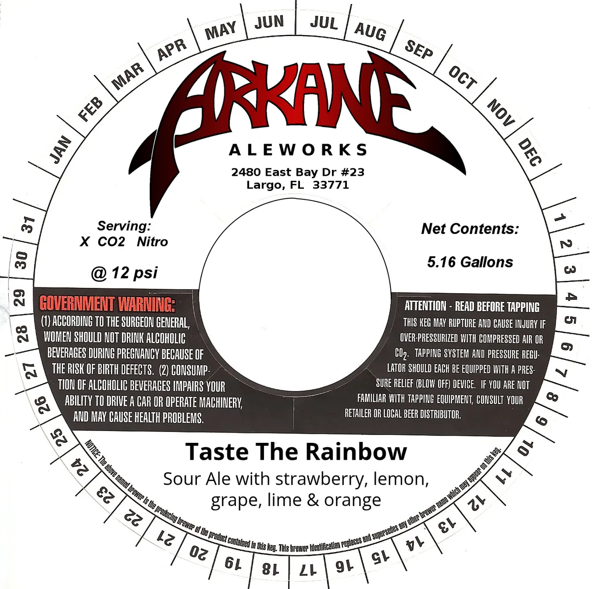 Taste The Rainbow — full label as filed with TTB