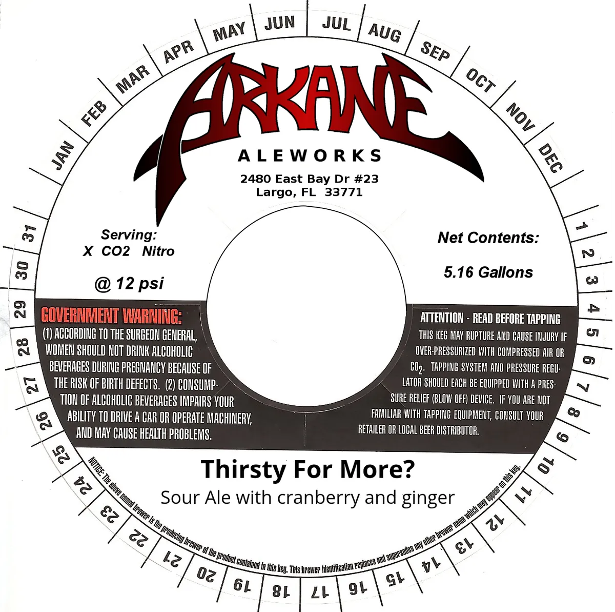 Thirsty For More? — full label as filed with TTB