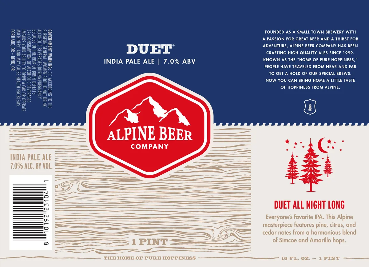 Duet — full label as filed with TTB