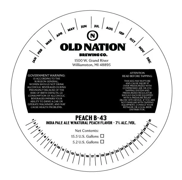 Peach B-43 — full label as filed with TTB