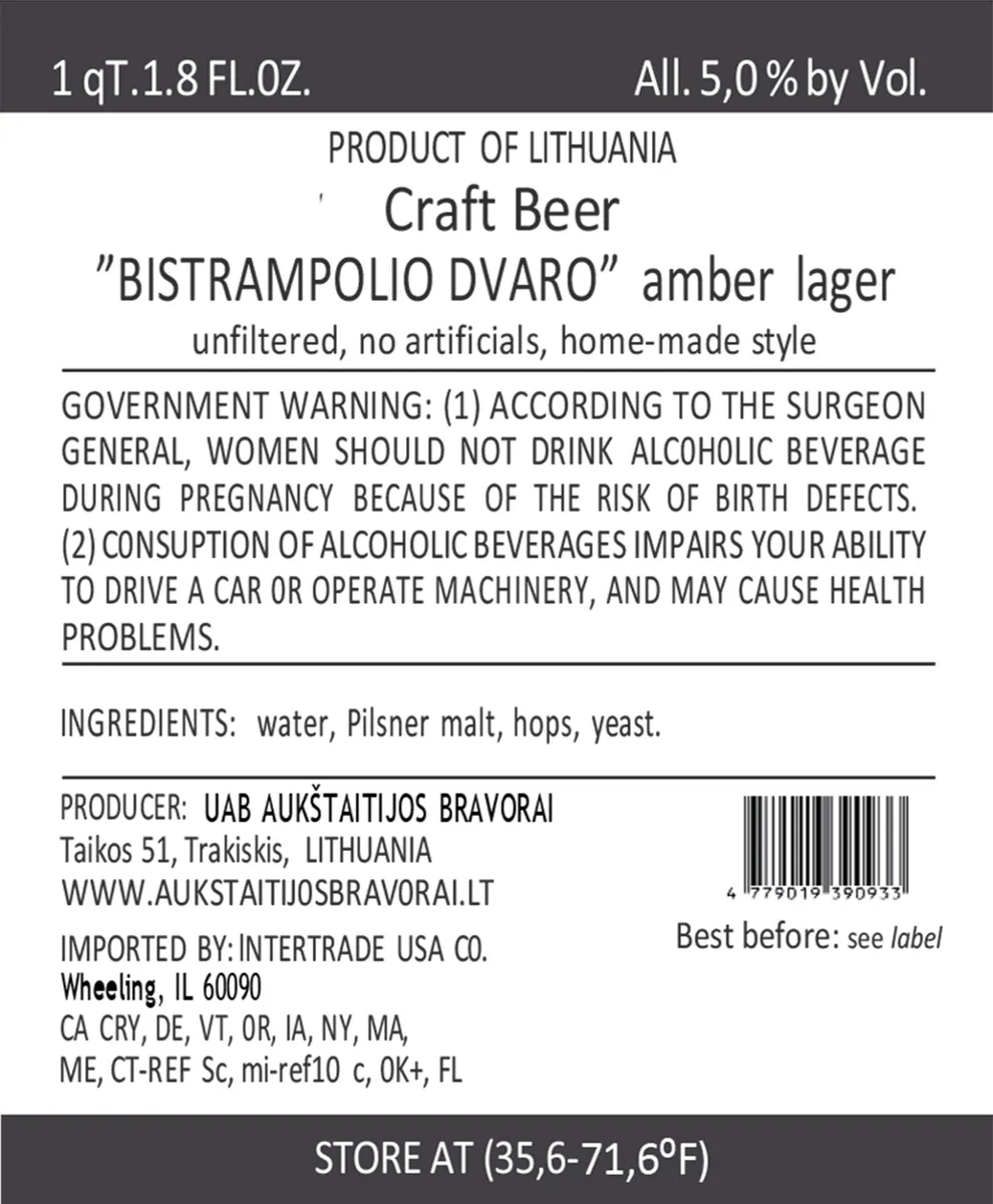 Bistrampolio Dvaro label