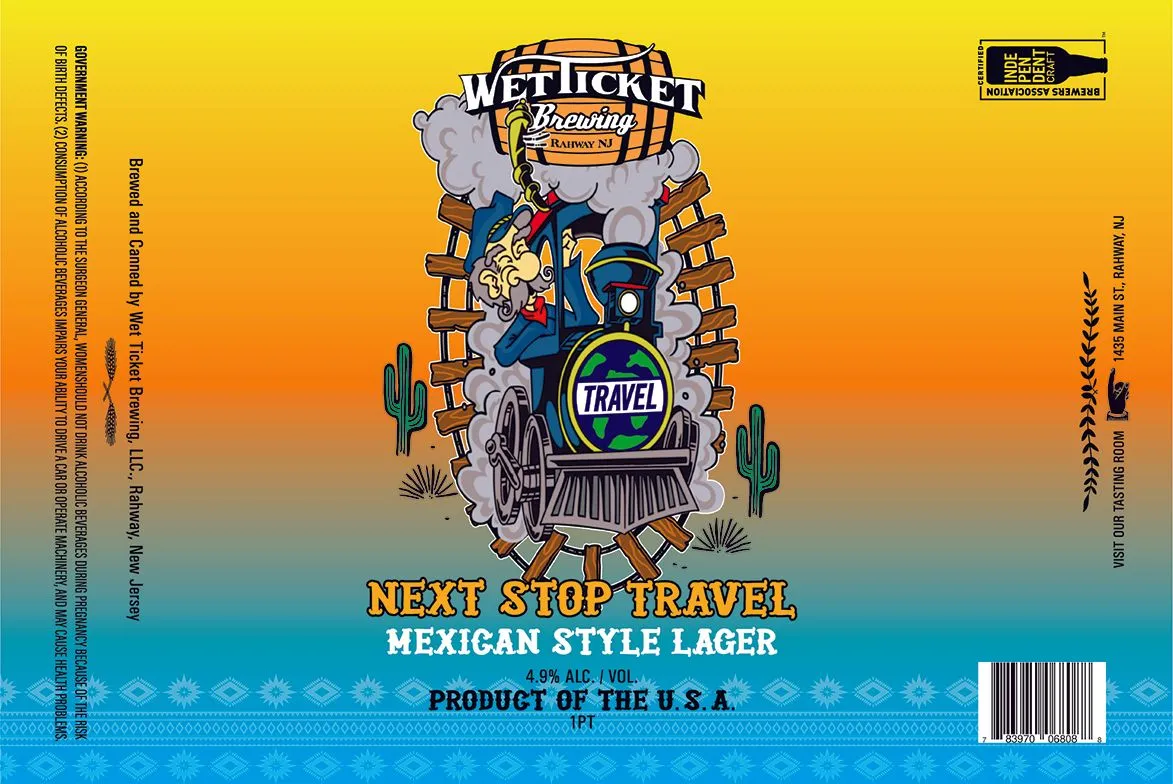 Next Stop Travel Mexican Style Lager label