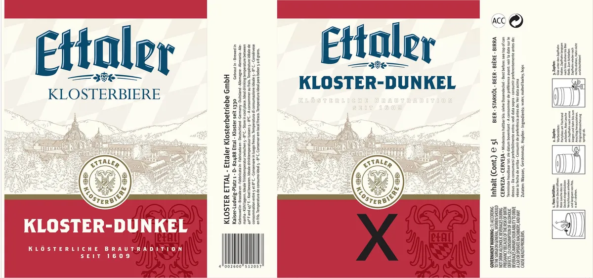 Ettaler Kloster Dunkel label art — ETTALER KLOSTER DUNKEL