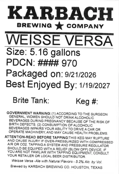 Weisse Versa label